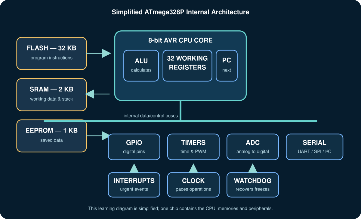 Simplified ATmega328P architecture