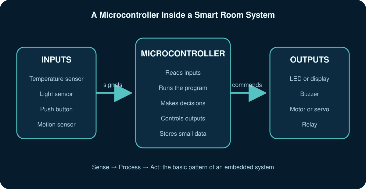 A microcontroller inside an embedded system